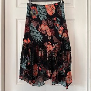 Starina Beaded Fringe Midi Skirt